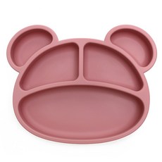 베어블리 아기 이유식 흡착식판, 5구 식판 핑크, 1개