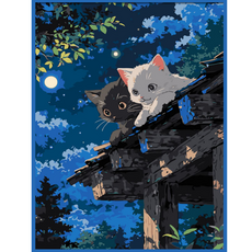 온메이드 DIY 명화그리기 그림그리기 세트 MD-220, 1개, 52 달빛 냥이