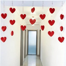 AMAZING 귀여운 하트 가람막 문발 현관 실커튼 문 인테리어 장식품, 레드