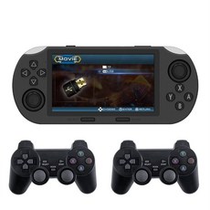 Nichiyou 게임기 4.5인치 IPS 무선 조이스틱2개 20000종 고전 게임기 64G 한국어 지원 오락실 휴대용 게임기, 블랙