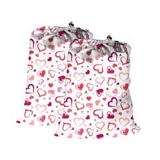 헤비듀티 폴리에스터 천탁 및 보관 가방 45x65cm - 끈 잠금 장식 재사용 가능한 드로스트링 백 더러운 옷 장난감 여행용 다목적 - 스토리지 오거나이저 빨래백, 2개, 사랑의 마음