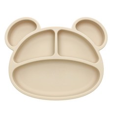 베어블리 아기 이유식 흡착식판, 5구 식판 베이지, 1개