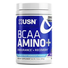 Usn BCAA 胺基酸粉末保健品 鍛鍊前中後用 藍色覆盆子口味, 1罐, 330g