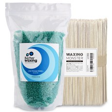 베럴왁싱 민감피부용 하드 펠렛 아줄렌 왁스 1kg + 왁싱몬스터 스파츌라 L 100개입, 1개, 1L