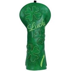 Golf Headcovers 골프 클럽 헤드 커버 네잎 클로버 행운의 참 - 스타일 프리미엄 가죽 드라이버 페어웨이(FW) 우드 하이브리드(UT) 숫자 태그 포함 (소형 말렛, 460CC 드라이버용 - 그린