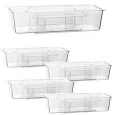 투명 맞춤 길이조절 수저정리함 싱크대 서랍 정리 수저 보관함 세트, 5개, 투명칸막이