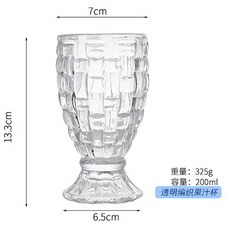 歐式藤編浮雕彩繪玻璃杯, 1個, 透明編織果汁杯一隻裝