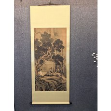宋代美學掛畫 臺北故宮清泉聽阮圖 高清微噴複刻 裝裱尺寸約72x190釐米, 參考詳情頁