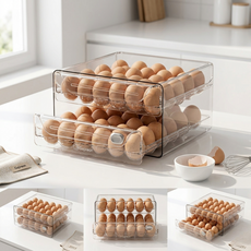 가지런리빙 적재식 서랍형 계란 트레이, 40구, 투명