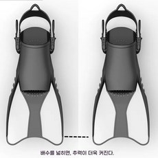 힐 롱핀 미끄럼방지 TPR 오리발, D. 옥석화이트 L/XL 추천 사이즈 42-47/밴딩