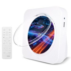 CD 플레이어 휴대용 가정용 블루투스 CD 플레이어 리모컨 포함 하이파이 스테레오 LED 디스플레이 타이머 FM 라디오 AUX/USB/TF 잭 스피커 포함 음악 CD 플, 화이트