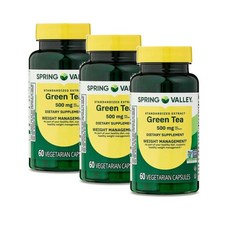 스프링밸리 녹차 추출물 500mg 캡슐 Spring Valley Green Tea Extract, 3개, 60정