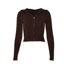 여성용 집업 크롭 후드 스웨터 캐주얼 니트 드로스트링 스웨트 셔츠 코트 재킷 Y2K