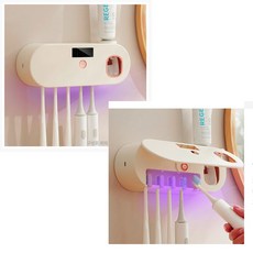 강력 살균 가족 칫솔 붙이는 접착식 무선 UV LED 라이트 살균기 베이지