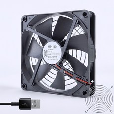 홈앤툴즈 미니피씨 공유기 저소음 140mm USB 쿨링팬 쿨러 (그릴 포함), 1개