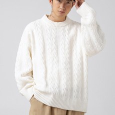 투니스 남성 단색 라운드넥 니트 스웨터