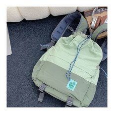 森系時光抽繩羽毛球雙肩包運動輕便男女款束口登山包大學生上課包, 綠色