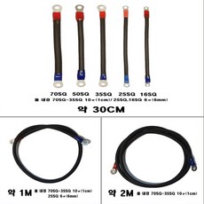 산업용 배터리 연결선 케이블 25SQ, 40cm, 1개