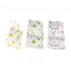 KIDS PARK 嬰兒紗布浴巾 草莓圖案 三入組 寶寶紗布手帕 新生兒口水巾 柔軟吸水