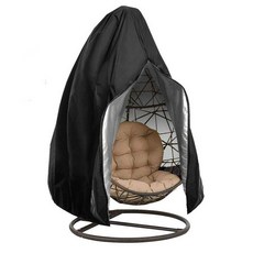 라탄 스윙체어 커버 그네의자 덮개 야외 먼지 방지 보호, 115x높이 190cm, 지퍼가 달린 검정색