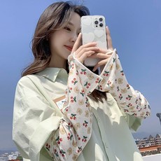 冰袖女款防曬袖套2025夏季新款女百搭護手臂手背薄款透氣手袖, 清新透氣【小熊櫻桃】寬鬆冰袖, 1個