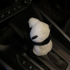 事事順遂 汽車手剎套檔把套卡通可愛通用型排擋套檔位保護套車內裝飾套裝, 熊貓黑短絨檔把套