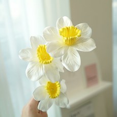 한송이 수선화조화 노란색 테이블조화 꽃꽂이재료 2color, 하얀, 1개