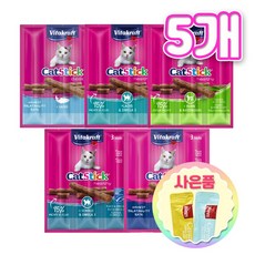 비타크래프트 고양이 캣스틱 3P 혼합맛 져키간식 + 증정고양이스틱, 18g, 5개, 5종1개씩