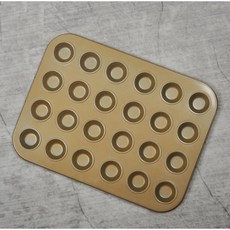 迷你24連不沾馬芬烤盤，蛋糕模具，適用於乳酪球、杯子蛋糕製作，烘焙工具, 金色, 1個