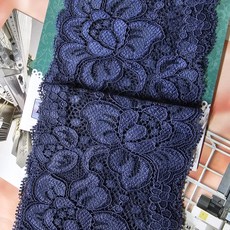 랏셀플라워 7.8cm x 90cm 랏셀 스판 레이스, 네이비, 1개