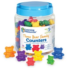 러닝리소스 곰세마리 가족 3종 6색 수세기 모형 96개 Three Bear Family - Six Color Rainbow Counter Set, 혼합 색상, 1개