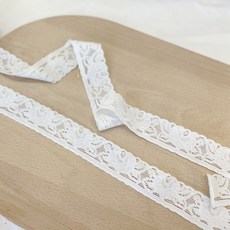 CRT 046 탐나요 레이스 원단 부자재 망사 자수 패브릭 밴드 의류 포인트 천, 1개, 화이트로즈720cm