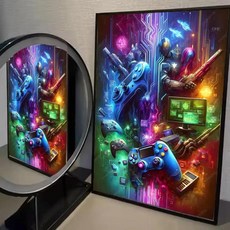 수채화 네온 비디오 게임 포스터 접착 아트 방수 종이 스티커 커피 하우스 룸 벽장식, 4. White10