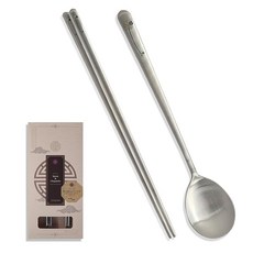 Balwoo 한국스타일 수저 세트 쌀밥 스푼 철 젓가락 철 숟가락 SUS304 스테인레스 스틸 Satin Finish 무광 표면 (네 잎 클로버 1 세트)