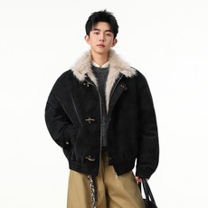 加厚棉衣外套 冬季保暖毛領牛角扣寬松工裝短款棉服