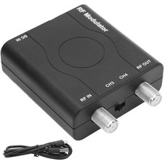 HDM61 HD 멀티미디어 RF 변조기 NTSC 형식 출력 1080P PLL 제어 지원 내구성 있는 ABS 소재 플러그 앤 플레이 안정적인 CATV 시스템 성능용, 휴대용 RF 변조기 PLL 제어 VHF 출력 및 HDC, 검정