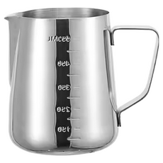 熾咖啡 304不鏽鋼尖嘴拉花杯 - 專業咖啡拉花器具，輕鬆製作精美圖案, 600ml (有刻度) 拉花杯, 1個