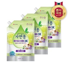 자연퐁 베이킹소다파워 3X 주방세제 클린 라임향 리필 1L 3개