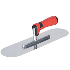 압착고데 흙손 갈갈이 둥근 헤드 미장칼 핸들 흙손 미장 도구 스테인리스강 350x100mm, 1개