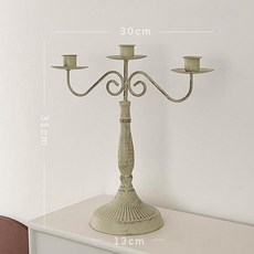 앤틱 빈티지 3구 촛대 캔들홀더 철제 양초 소품, 세 헤드 화이트