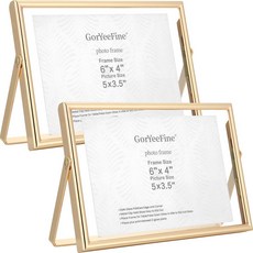 프리미엄 실버 25.4x30.5cm(10x12인치) 플로팅 프레임 2팩 사진 사이즈(21.6x27.9cm(8.5x11인치) 20.3x25.4cm(8x10인치) 아름다운 금속, 4x6'' (2PK,Round Horizontal), 골드