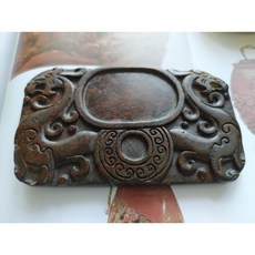 古玉【雙龍勾連雲紋】文房四寶 袖珍硯台, 1個