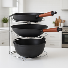 리벨룸 프리미엄 후라이팬 정리대 7mm, 1개, 실버, 3단