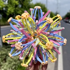 兒童球類益智伸縮開花球 戶外拋接玩具, 1個, -馬卡龍-【爆款暢銷】,常規款 無夜燈燈
