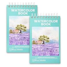 Bondream 수채화 책(2팩 총 50장)-300g(140파운드) 14 x 21.6cm(5.5 x 8.5인치) 수채화 종이 패드 나선형 바운드 페인팅 드로잉 페이퍼 북, Bondream 수채화 책(2팩, 총 50장)-300g