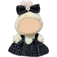 17cm 인형 옷 - 5.91-6.7인치15-17cm 인형용 럭셔리 시크 스타일 세트 액세서리가 있는 귀여운 프리미엄 패션 의상 블랙 격자 트위드 드레스 + 활, Leopard Brown