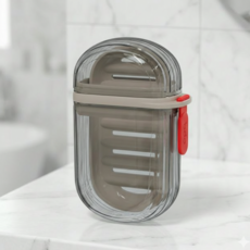 TOBIEN 휴대용 비누 케이스 + 받침 세트 목욕탕 사우나용, 1개, 투명