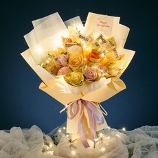 라솔트 LED 비누꽃 크리스탈 돈꽃다발+쇼핑백+LED전구, 1개, 레몬에이드