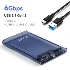 Eaget HDD 케이스 SATA to USB 3.0 하드 드라이브 인클로저 SSD 디스크 HDD 박스용 USB C 3.1 Gen 2 케이, 02 6Gbps Type C