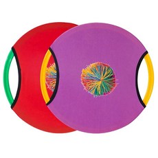2PCS 야외 놀이 트램펄린 패들 공 및 비행 디스크 부모 자녀 상호 작용 게임 해변 잔디 뒷마당 스포츠 파티 호의, Red Purple